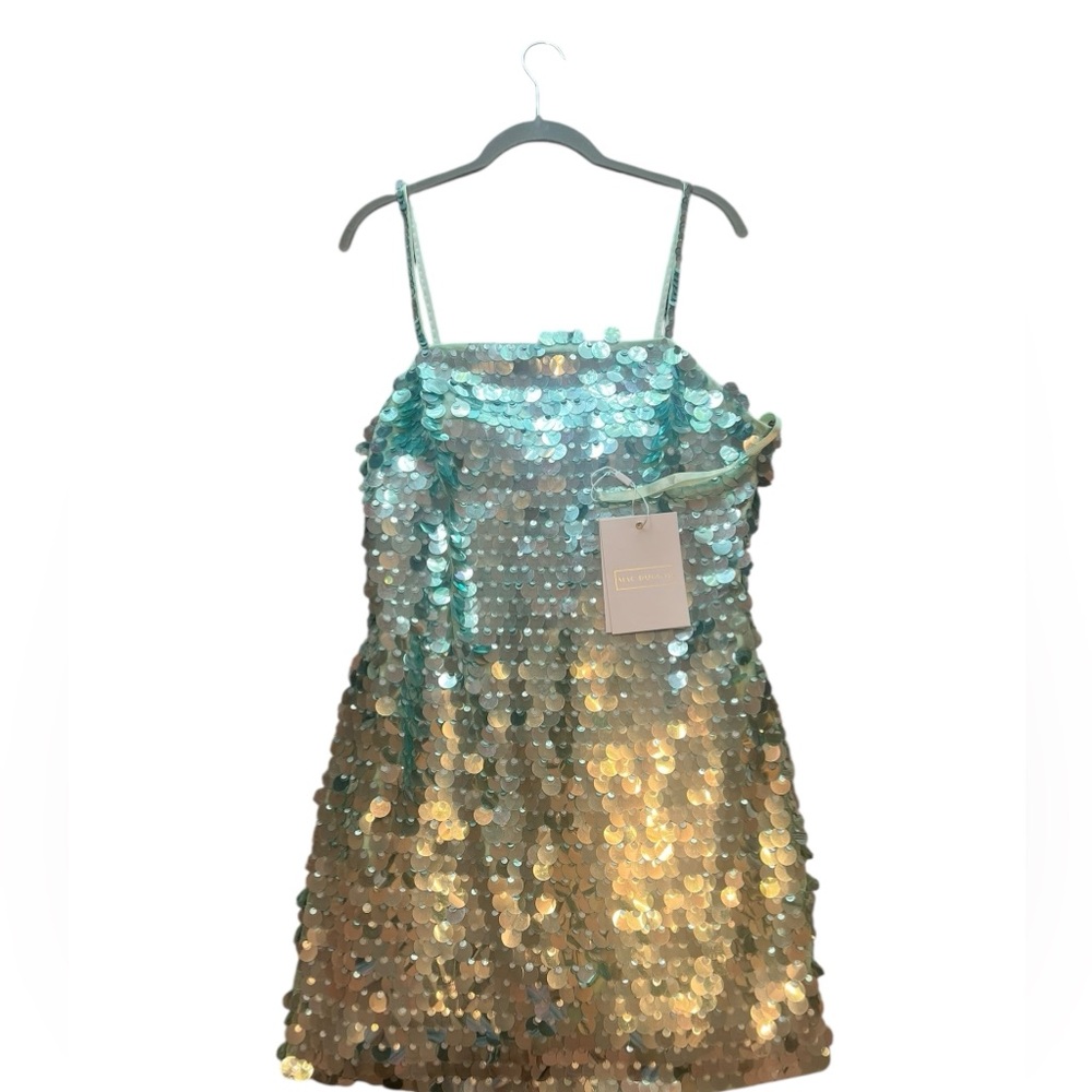 NWT Mac Duggal Mint Slim Strap Paillette Sequin Mini Dress Women (M)10033 - Picture 2 of 14
